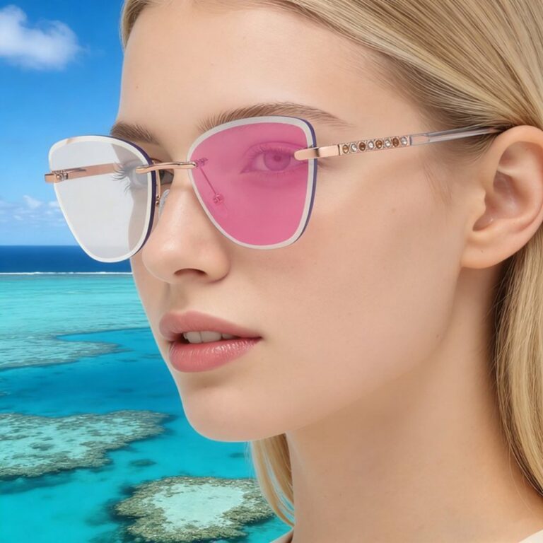 Optical Frames 95027 New Stylish Cat-Eye Photochromic Sunglasses for Women — Trendy, Distinctive Design with Spring Hinges — Outdoor Sun Protection Eyewear (Cross-Border Exclusive)
