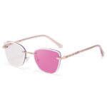 Optical Frames 95027 New Stylish Cat-Eye Photochromic Sunglasses for Women — Trendy, Distinctive Design with Spring Hinges — Outdoor Sun Protection Eyewear (Cross-Border Exclusive)