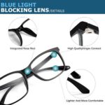 Blue light blocking glasses Model 7013 Eye-care Blue Light Blocking Computer Glasses, Retro Square Clear Lens Frames, Compatible with Prescription Lenses