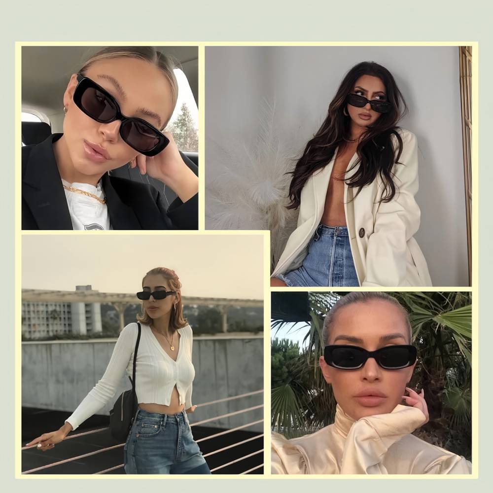 Sunglasses Rectangular Sunglasses for Men and Women – Stylish, Retro, and Cool Square Frames #3056
